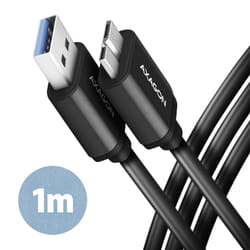 Axagon BUMM3-AM10AB cavo USB USB 3.2 Gen 1 (3.1 Gen 1) 1 m Micro-USB B USB A Nero