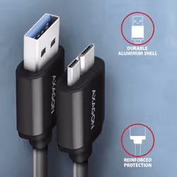 Axagon BUMM3-AM10AB cavo USB USB 3.2 Gen 1 (3.1 Gen 1) 1 m Micro-USB B USB A Nero