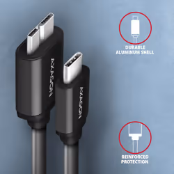 Axagon BUMM3-CM10AB cavo USB USB 3.2 Gen 1 (3.1 Gen 1) 1 m Micro-USB B USB C Nero - Vista aggiuntiva 3
