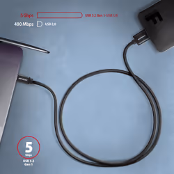 Axagon BUMM3-CM10AB cavo USB USB 3.2 Gen 1 (3.1 Gen 1) 1 m Micro-USB B USB C Nero - Vista aggiuntiva 4
