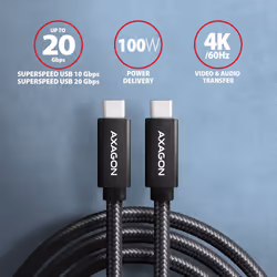 Axagon BUCM32-CM10AB cavo USB USB 3.2 Gen 2x2 1 m USB C Nero - Vista aggiuntiva 2