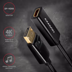 Axagon RVD-HI14N cavo e adattatore video 0,18 m DisplayPort HDMI Nero - Vista aggiuntiva 2