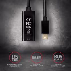 Axagon RVDM-HI14N cavo e adattatore video 0,15 m Mini DisplayPort HDMI Nero - Vista aggiuntiva 5
