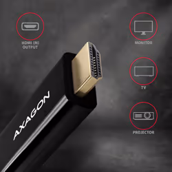 Axagon RVDM-HI14C2 Mini-DisplayPort zu HDMI Adapterkabel 4K/30 Hz 180 cm lang - Kabel - Digital/Display/Video 1,8 m Mini DisplayPort Nero - Vista aggiuntiva 3