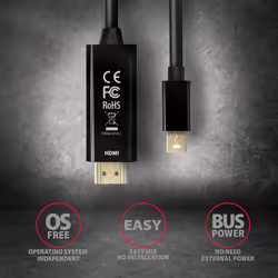Axagon RVDM-HI14C2 Mini-DisplayPort zu HDMI Adapterkabel 4K/30 Hz 180 cm lang - Kabel - Digital/Display/Video 1,8 m Mini DisplayPort Nero - Vista aggiuntiva 5