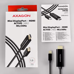 Axagon RVDM-HI14C2 Mini-DisplayPort zu HDMI Adapterkabel 4K/30 Hz 180 cm lang - Kabel - Digital/Display/Video 1,8 m Mini DisplayPort Nero - Vista aggiuntiva 6