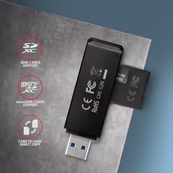 Axagon CRE-S2N lettore di schede USB 3.2 Gen 1 (3.1 Gen 1) Type-A Nero - Vista aggiuntiva 3