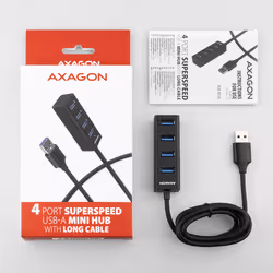 Axagon HUE-M1AL hub di interfaccia USB 3.2 Gen 1 (3.1 Gen 1) Type-A 5000 Mbit/s Nero - Vista aggiuntiva 6