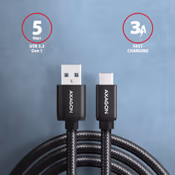 Axagon BUCM3-AM10AB cavo USB USB 3.2 Gen 1 (3.1 Gen 1) 1 m USB C USB A Nero