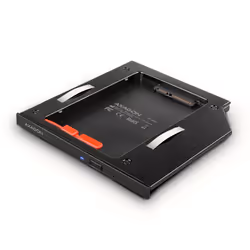 Axagon RSS-CD09 2.5 SSD/HDD caddy into DVD slot 9.5 mm LED ALU, SATA, SATA, Nero, Computer portatile, Cina, CE