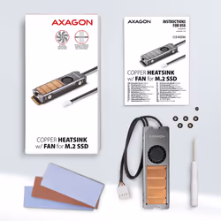 Axagon CLR-M2FAN sistema di raffreddamento per computer Unità allo stato solido Dissipatore di calore/Radiatore 2 cm Grigio 1 pz - Vista aggiuntiva 7