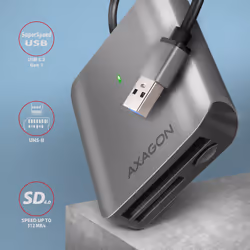Axagon CRE-S3 External card reader USB-A 3.2 Gen 1 3-slot & lun SD/microSD/CF lettore di schede USB 3.2 Gen 1 (3.1 Gen 1) Type-A Grigio