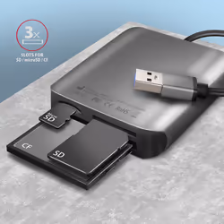 Axagon CRE-S3 External card reader USB-A 3.2 Gen 1 3-slot & lun SD/microSD/CF lettore di schede USB 3.2 Gen 1 (3.1 Gen 1) Type-A Grigio