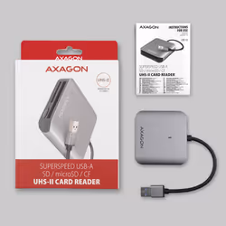 Axagon CRE-S3 External card reader USB-A 3.2 Gen 1 3-slot & lun SD/microSD/CF lettore di schede USB 3.2 Gen 1 (3.1 Gen 1) Type-A Grigio - Vista aggiuntiva 7