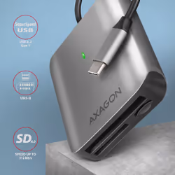 Axagon CRE-S3C lettore di schede USB 3.2 Gen 1 (3.1 Gen 1) Type-C Grigio - Vista aggiuntiva 2