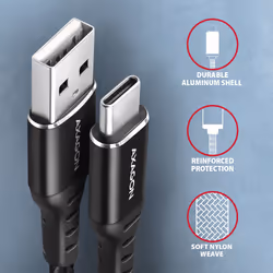 Axagon BUCM-AM20AB cavo USB USB 2.0 2 m USB A USB C Nero - Vista aggiuntiva 3