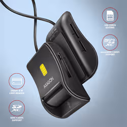 Axagon CRE-SM3SD USB Smart card & SD/microSD/SIM Flat lettore di card readers Interno USB 2.0 Nero - Vista aggiuntiva 2