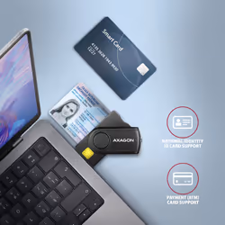 Axagon CRE-SMP2A USB Smart card & SD/microSD/SIM PocketReader lettore di card readers Interno USB 2.0 Nero - Vista aggiuntiva 4