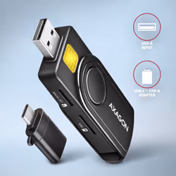 Axagon CRE-SMP2A USB Smart card & SD/microSD/SIM PocketReader lettore di card readers Interno USB 2.0 Nero - Vista aggiuntiva 6