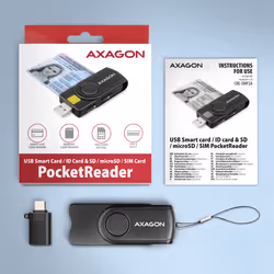 Axagon CRE-SMP2A USB Smart card & SD/microSD/SIM PocketReader lettore di card readers Interno USB 2.0 Nero - Vista aggiuntiva 8