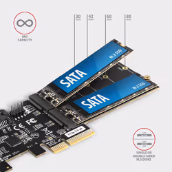Axagon PCES-SA4M2 PCIe Controller 2x internal SATA 6G port+ M.2 B-key scheda di interfaccia e adattatore Interno M.2, SATA