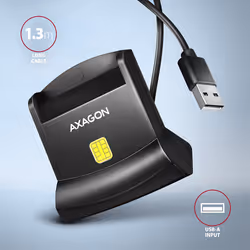 Axagon Universal desktop USB contact Smart/ID card reader with long USB-A cable. Suitable for the eObanka application. lettore di card readers Interno USB 2.0 Nero