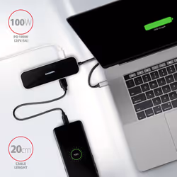 Axagon HMC-6H4A replicatore di porte e docking station per laptop Cablato USB 3.2 Gen 1 (3.1 Gen 1) Type-C Nero, Grigio - Vista aggiuntiva 4