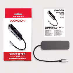 Axagon HMC-6H4A replicatore di porte e docking station per laptop Cablato USB 3.2 Gen 1 (3.1 Gen 1) Type-C Nero, Grigio - Vista aggiuntiva 8