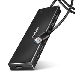 Axagon HUE-F7A 7x USB 3.2 Gen 1 ALU FLAT hub micro power IN 1m USB-A USB 3.2 Gen 1 (3.1 Gen 1) Type-A 5000 Mbit/s Nero