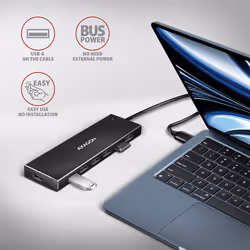 Axagon HUE-F7A 7x USB 3.2 Gen 1 ALU FLAT hub micro power IN 1m USB-A USB 3.2 Gen 1 (3.1 Gen 1) Type-A 5000 Mbit/s Nero