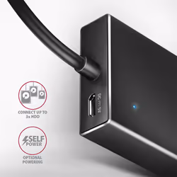 Axagon HUE-F7A 7x USB 3.2 Gen 1 ALU FLAT hub micro power IN 1m USB-A USB 3.2 Gen 1 (3.1 Gen 1) Type-A 5000 Mbit/s Nero - Vista aggiuntiva 5
