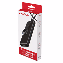 Axagon HUE-F7A 7x USB 3.2 Gen 1 ALU FLAT hub micro power IN 1m USB-A USB 3.2 Gen 1 (3.1 Gen 1) Type-A 5000 Mbit/s Nero - Vista aggiuntiva 8