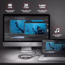 Axagon RVC-HI2M cavo e adattatore video 0,25 m USB tipo-C HDMI Nero - Vista aggiuntiva 5
