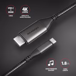 Axagon RVC-HI2MC cavo e adattatore video 1,8 m USB tipo-C HDMI Nero