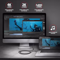 Axagon RVC-HI2MC cavo e adattatore video 1,8 m USB tipo-C HDMI Nero - Vista aggiuntiva 6