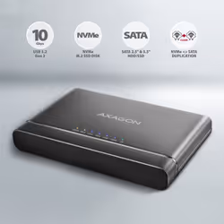 Axagon ADSA-CC USB-C 10Gbps - NVMe M.2 SSD & SATA 2.5/3.5 SSD/HDD CLONE MASTER 2 - Digital/Daten - NVMe USB 3.2 Gen 2 (3.1 Gen 2) Type-C Nero