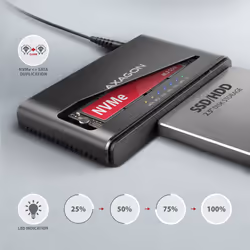 Axagon ADSA-CC USB-C 10Gbps - NVMe M.2 SSD & SATA 2.5/3.5 SSD/HDD CLONE MASTER 2 - Digital/Daten - NVMe USB 3.2 Gen 2 (3.1 Gen 2) Type-C Nero - Vista aggiuntiva 4