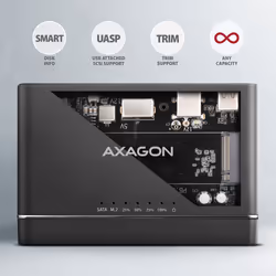 Axagon ADSA-CC USB-C 10Gbps - NVMe M.2 SSD & SATA 2.5/3.5 SSD/HDD CLONE MASTER 2 - Digital/Daten - NVMe USB 3.2 Gen 2 (3.1 Gen 2) Type-C Nero - Vista aggiuntiva 7