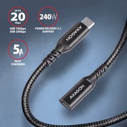 Axagon BUCM32-CF05AB cavo USB USB 3.2 Gen 2x2 0,5 m USB C Nero - Vista aggiuntiva 2