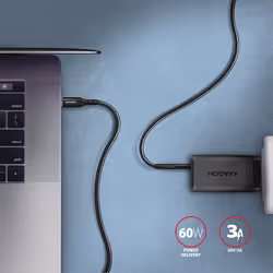Axagon Data and charging USB 2.0 cable 1.5 m long. PD 60W, 3A. Black braided. cavo USB 1,5 m USB C Nero - Vista aggiuntiva 5