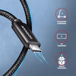 Axagon BUCM2-CM20AB Ladekabel USB-C zu USB-C 2.0, 2 m, PD 240 W 5 A, ALU - Schwarz - 2 Meter langes USB-C zu USB-C Kabel - Daten- und Ladefähig cavo USB USB 2.0 USB C Nero - Vista aggiuntiva 6