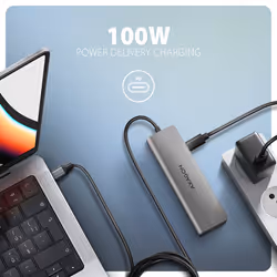Axagon HMC-5H USB-C 3.2 Gen 1 hub 3x USB-A 4K HDMI PD 100W - Silber Cablato USB 3.2 Gen 1 (3.1 Gen 1) Type-C Argento - Vista aggiuntiva 4