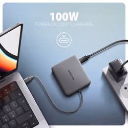 Axagon N HMC-5HL USB 5Gbps hub 2x USB-A HDMI 4k/60Hz RJ-45 GLAN PD 100W kabel USB-C Cablato USB 3.2 Gen 1 (3.1 Gen 1) Type-C Argento - Vista aggiuntiva 4