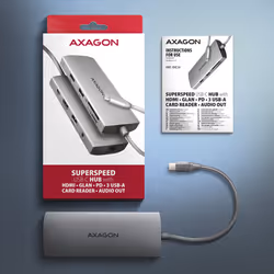 Axagon HMC-8HLSA replicatore di porte e docking station per laptop Cablato USB 3.2 Gen 1 (3.1 Gen 1) Type-C Grigio - Vista aggiuntiva 8