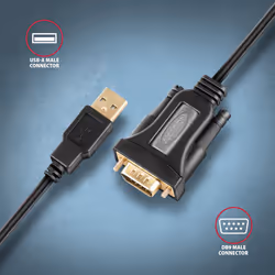 Axagon ADS-1PQN USB-A 2.0 - serial RS-232 DB9-M FTDI adapter cable 1.5m - Adapter - Digital/Daten cavo seriale Nero 1,5 m USB tipo A