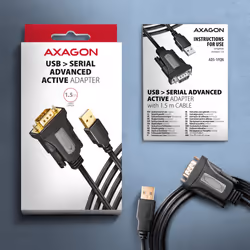Axagon ADS-1PQN USB-A 2.0 - serial RS-232 DB9-M FTDI adapter cable 1.5m - Adapter - Digital/Daten cavo seriale Nero 1,5 m USB tipo A - Vista aggiuntiva 6