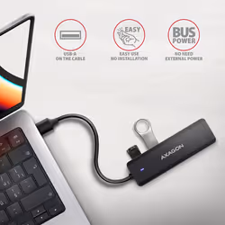 Axagon HUE-C1A hub di interfaccia USB 3.2 Gen 1 (3.1 Gen 1) Type-A 5000 Mbit/s Nero - Vista aggiuntiva 3