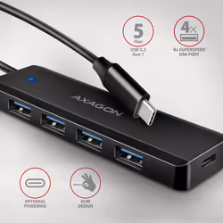 Axagon HUE-C1C hub di interfaccia USB 3.2 Gen 1 (3.1 Gen 1) Type-C 5000 Mbit/s Nero - Vista aggiuntiva 2