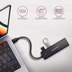 Axagon HUE-C1C hub di interfaccia USB 3.2 Gen 1 (3.1 Gen 1) Type-C 5000 Mbit/s Nero - Vista aggiuntiva 3