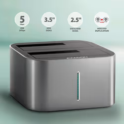 Axagon AXG ADSA-DC - Docking- und Kopierstation 2x 2.5''/3.5'' SATA USB 3.0 - Digital/Daten USB 3.2 Gen 1 (3.1 Gen 1) Type-A Grigio